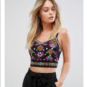 ASOS Embroidered Beaded Crop Top